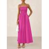 imagePRETTYGARDEN Womens Smocked Maxi Dresses 2026 Summer Sundress Casual Spaghetti Strap Swing A Line Long Flowy Beach DressRose Red