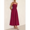 imagePRETTYGARDEN Womens Smocked Maxi Dresses 2026 Summer Sundress Casual Spaghetti Strap Swing A Line Long Flowy Beach DressWine Red