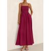 imagePRETTYGARDEN Womens Smocked Maxi Dresses 2026 Summer Sundress Casual Spaghetti Strap Swing A Line Long Flowy Beach DressWine Red