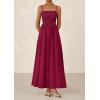 imagePRETTYGARDEN Womens Smocked Maxi Dresses 2026 Summer Sundress Casual Spaghetti Strap Swing A Line Long Flowy Beach DressWine Red