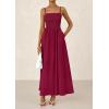 imagePRETTYGARDEN Womens Smocked Maxi Dresses 2026 Summer Sundress Casual Spaghetti Strap Swing A Line Long Flowy Beach DressWine Red