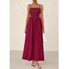 imagePRETTYGARDEN Womens Smocked Maxi Dresses 2026 Summer Sundress Casual Spaghetti Strap Swing A Line Long Flowy Beach DressWine Red