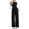 imagePRETTYGARDEN Womens Summer 2 Piece Lounge Sets 2026 Cap Sleeve Tops Wide Leg Pants Workout Sets Loose Casual TracksuitBlack