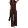 imagePRETTYGARDEN Womens Summer 2 Piece Lounge Sets 2026 Cap Sleeve Tops Wide Leg Pants Workout Sets Loose Casual TracksuitBrown