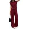 imagePRETTYGARDEN Womens Summer 2 Piece Lounge Sets 2026 Cap Sleeve Tops Wide Leg Pants Workout Sets Loose Casual TracksuitBurgundy