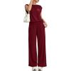 imagePRETTYGARDEN Womens Summer 2 Piece Lounge Sets 2026 Cap Sleeve Tops Wide Leg Pants Workout Sets Loose Casual TracksuitBurgundy