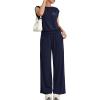 imagePRETTYGARDEN Womens Summer 2 Piece Lounge Sets 2026 Cap Sleeve Tops Wide Leg Pants Workout Sets Loose Casual TracksuitNavy Blue