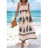 imagePRETTYGARDEN Womens Summer Boho Maxi Dress 2026 Casual Sleeveless Square Neck Floral Aline Smocked Beach Dresses with PocketsFloral Apricot Black