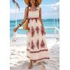 imagePRETTYGARDEN Womens Summer Boho Maxi Dress 2026 Casual Sleeveless Square Neck Floral Aline Smocked Beach Dresses with PocketsFloral Apricot Wine Red