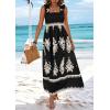 imagePRETTYGARDEN Womens Summer Boho Maxi Dress 2026 Casual Sleeveless Square Neck Floral Aline Smocked Beach Dresses with PocketsFloral Black Apricot