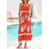 imagePRETTYGARDEN Womens Summer Boho Maxi Dress 2026 Casual Sleeveless Square Neck Floral Aline Smocked Beach Dresses with PocketsFloral Brick Red White