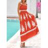 imagePRETTYGARDEN Womens Summer Boho Maxi Dress 2026 Casual Sleeveless Square Neck Floral Aline Smocked Beach Dresses with PocketsFloral Brick Red White