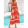 imagePRETTYGARDEN Womens Summer Boho Maxi Dress 2026 Casual Sleeveless Square Neck Floral Aline Smocked Beach Dresses with PocketsFloral Brick Red White