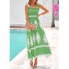 imagePRETTYGARDEN Womens Summer Boho Maxi Dress 2026 Casual Sleeveless Square Neck Floral Aline Smocked Beach Dresses with PocketsFloral Green White
