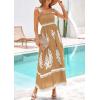 imagePRETTYGARDEN Womens Summer Boho Maxi Dress 2026 Casual Sleeveless Square Neck Floral Aline Smocked Beach Dresses with PocketsFloral Khaki White