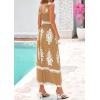 imagePRETTYGARDEN Womens Summer Boho Maxi Dress 2026 Casual Sleeveless Square Neck Floral Aline Smocked Beach Dresses with PocketsFloral Khaki White