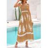 imagePRETTYGARDEN Womens Summer Boho Maxi Dress 2026 Casual Sleeveless Square Neck Floral Aline Smocked Beach Dresses with PocketsFloral Khaki White