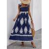 imagePRETTYGARDEN Womens Summer Boho Maxi Dress 2026 Casual Sleeveless Square Neck Floral Aline Smocked Beach Dresses with PocketsFloral Navy White