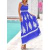 imagePRETTYGARDEN Womens Summer Boho Maxi Dress 2026 Casual Sleeveless Square Neck Floral Aline Smocked Beach Dresses with PocketsFloral Royal Blue White