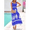 imagePRETTYGARDEN Womens Summer Boho Maxi Dress 2026 Casual Sleeveless Square Neck Floral Aline Smocked Beach Dresses with PocketsFloral Royal Blue White