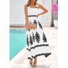 imagePRETTYGARDEN Womens Summer Boho Maxi Dress 2026 Casual Sleeveless Square Neck Floral Aline Smocked Beach Dresses with PocketsFloral White Black
