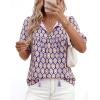 imagePRETTYGARDEN Womens Summer Boho Tops 2026 Vacation Outfits Casual Tie Front V Neck Peasant Blouses Puff Short Sleeve ShirtsPurple