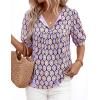 imagePRETTYGARDEN Womens Summer Boho Tops 2026 Vacation Outfits Casual Tie Front V Neck Peasant Blouses Puff Short Sleeve ShirtsPurple