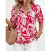 imagePRETTYGARDEN Womens Summer Boho Tops 2026 Vacation Outfits Casual Tie Front V Neck Peasant Blouses Puff Short Sleeve ShirtsRed Flower