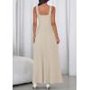 imagePRETTYGARDEN Womens Summer Dresses 2026 Sleeveless Elegant Square Neck Aline Swing Maxi Beach Wedding Guest Dress PocketsBeige