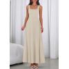 imagePRETTYGARDEN Womens Summer Dresses 2026 Sleeveless Elegant Square Neck Aline Swing Maxi Beach Wedding Guest Dress PocketsBeige