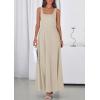 imagePRETTYGARDEN Womens Summer Dresses 2026 Sleeveless Elegant Square Neck Aline Swing Maxi Beach Wedding Guest Dress PocketsBeige