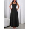 imagePRETTYGARDEN Womens Summer Dresses 2026 Sleeveless Elegant Square Neck Aline Swing Maxi Beach Wedding Guest Dress PocketsBlack