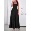 imagePRETTYGARDEN Womens Summer Dresses 2026 Sleeveless Elegant Square Neck Aline Swing Maxi Beach Wedding Guest Dress PocketsBlack