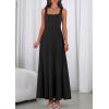 imagePRETTYGARDEN Womens Summer Dresses 2026 Sleeveless Elegant Square Neck Aline Swing Maxi Beach Wedding Guest Dress PocketsBlack