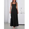 imagePRETTYGARDEN Womens Summer Dresses 2026 Sleeveless Elegant Square Neck Aline Swing Maxi Beach Wedding Guest Dress PocketsBlack