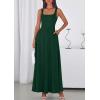 imagePRETTYGARDEN Womens Summer Dresses 2026 Sleeveless Elegant Square Neck Aline Swing Maxi Beach Wedding Guest Dress PocketsDark Green