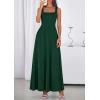 imagePRETTYGARDEN Womens Summer Dresses 2026 Sleeveless Elegant Square Neck Aline Swing Maxi Beach Wedding Guest Dress PocketsDark Green