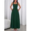 imagePRETTYGARDEN Womens Summer Dresses 2026 Sleeveless Elegant Square Neck Aline Swing Maxi Beach Wedding Guest Dress PocketsDark Green