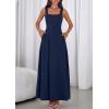 imagePRETTYGARDEN Womens Summer Dresses 2026 Sleeveless Elegant Square Neck Aline Swing Maxi Beach Wedding Guest Dress PocketsNavy