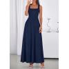 imagePRETTYGARDEN Womens Summer Dresses 2026 Sleeveless Elegant Square Neck Aline Swing Maxi Beach Wedding Guest Dress PocketsNavy