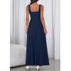 imagePRETTYGARDEN Womens Summer Dresses 2026 Sleeveless Elegant Square Neck Aline Swing Maxi Beach Wedding Guest Dress PocketsNavy
