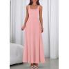 imagePRETTYGARDEN Womens Summer Dresses 2026 Sleeveless Elegant Square Neck Aline Swing Maxi Beach Wedding Guest Dress PocketsPink