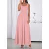imagePRETTYGARDEN Womens Summer Dresses 2026 Sleeveless Elegant Square Neck Aline Swing Maxi Beach Wedding Guest Dress PocketsPink