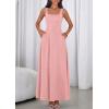 imagePRETTYGARDEN Womens Summer Dresses 2026 Sleeveless Elegant Square Neck Aline Swing Maxi Beach Wedding Guest Dress PocketsPink