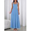 imagePRETTYGARDEN Womens Summer Dresses 2026 Sleeveless Elegant Square Neck Aline Swing Maxi Beach Wedding Guest Dress PocketsSky Blue