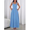 imagePRETTYGARDEN Womens Summer Dresses 2026 Sleeveless Elegant Square Neck Aline Swing Maxi Beach Wedding Guest Dress PocketsSky Blue