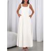 imagePRETTYGARDEN Womens Summer Dresses 2026 Sleeveless Elegant Square Neck Aline Swing Maxi Beach Wedding Guest Dress PocketsWhite
