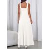 imagePRETTYGARDEN Womens Summer Dresses 2026 Sleeveless Elegant Square Neck Aline Swing Maxi Beach Wedding Guest Dress PocketsWhite