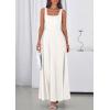 imagePRETTYGARDEN Womens Summer Dresses 2026 Sleeveless Elegant Square Neck Aline Swing Maxi Beach Wedding Guest Dress PocketsWhite
