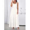 imagePRETTYGARDEN Womens Summer Dresses 2026 Sleeveless Elegant Square Neck Aline Swing Maxi Beach Wedding Guest Dress PocketsWhite